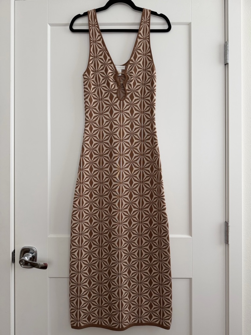 House of Harlow 1960 Brown and Cream Geometric Knit Tank Dress